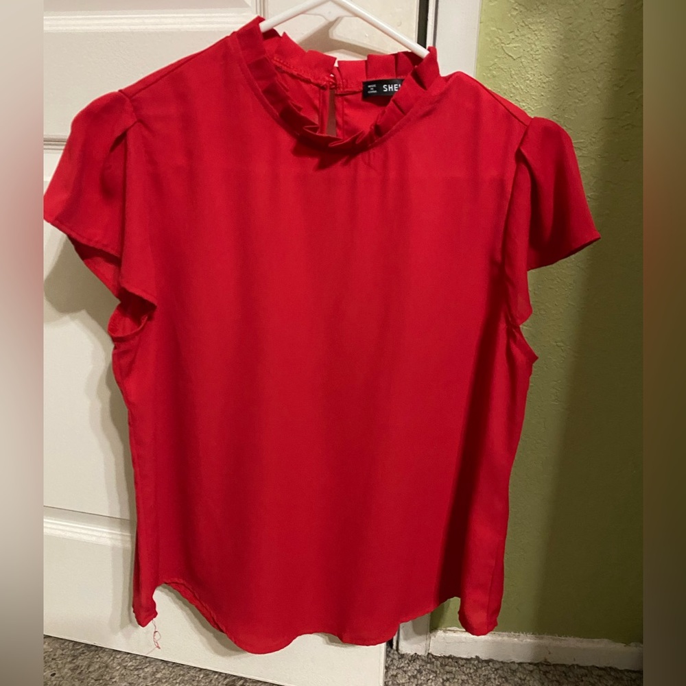 Shein Red Blouse Size Medium